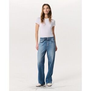 Rag & Bone Women's Miramar Wide Leg Denim Print Pants Sweats Pull On- Size XL